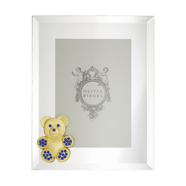 Load image into Gallery viewer, Olivia Riegel Gold Teddy Bear with Sapphire Crystals 5" x 7" Frame