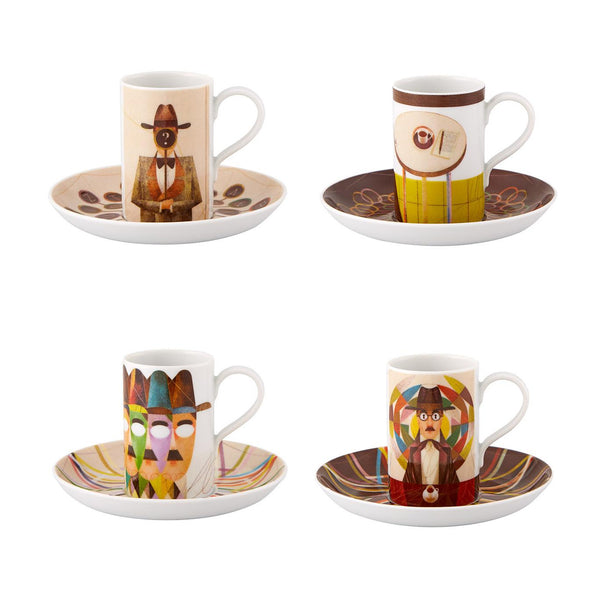 Load image into Gallery viewer, Vista Alegre Pessoa Set Of 4 Expresso Cups And Saucer