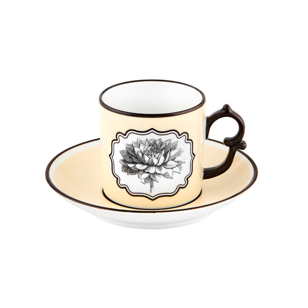 Load image into Gallery viewer, Vista Alegre Christian Lacroix - Herbariae Set 2 Coffe Cups And Saucer Yellow And Green