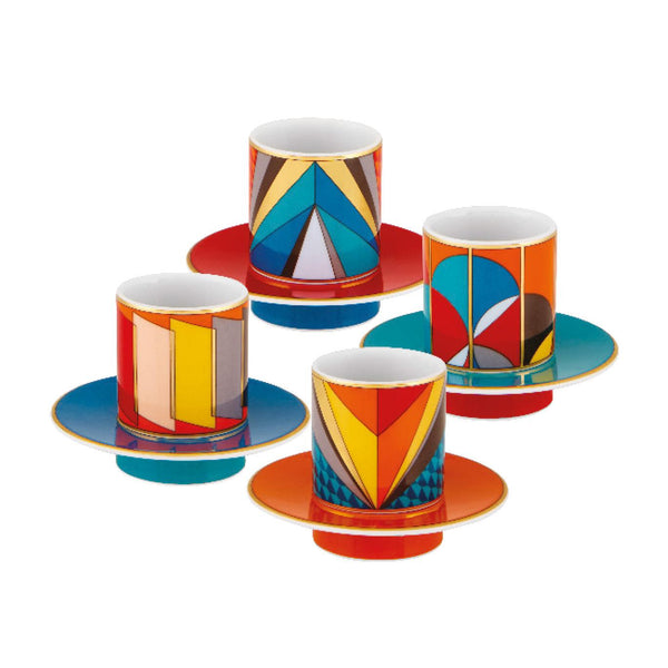 Load image into Gallery viewer, Vista Alegre Futurismo Set Of 4 Espresso Cups And Saucers