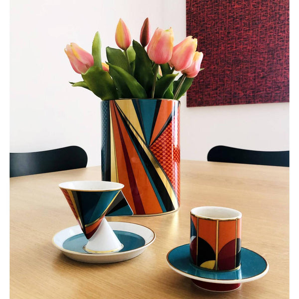 Load image into Gallery viewer, Vista Alegre Futurismo Set Of 4 Espresso Cups And Saucers