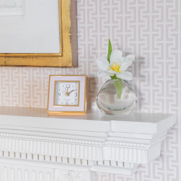 Load image into Gallery viewer, Addison Ross Pale Pink & Gold Square Silent Alarm Clock