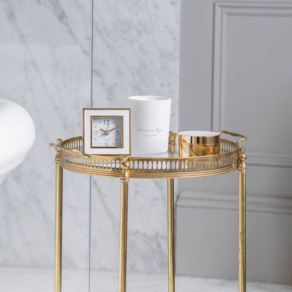 Load image into Gallery viewer, Addison Ross White & Gold Square Silent Alarm Clock