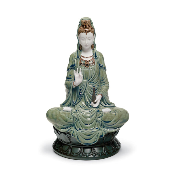 Load image into Gallery viewer, Lladro Kwan Yin Figurine - Green