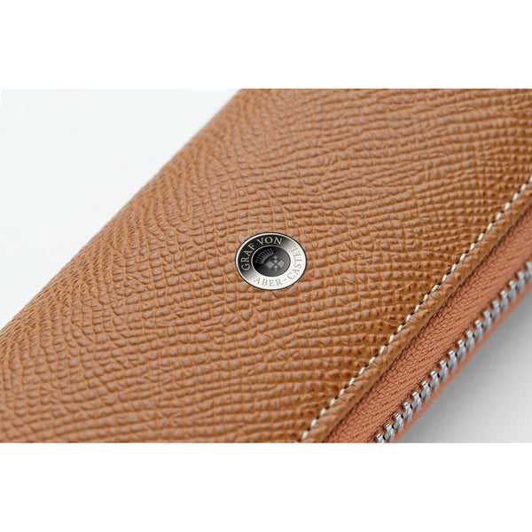 Load image into Gallery viewer, Graf von Faber-Castell Standard Case For 2 Pens with Zipper Epsom, Cognac