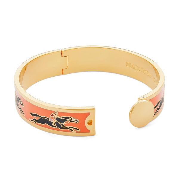 Load image into Gallery viewer, Halcyon Days 13mm Race horse - Orange - Black - Gold - Hinged Bangle