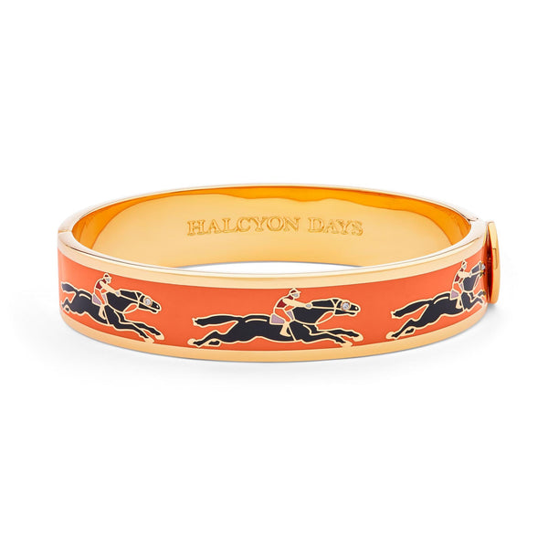 Load image into Gallery viewer, Halcyon Days 13mm Race horse - Orange - Black - Gold - Hinged Bangle