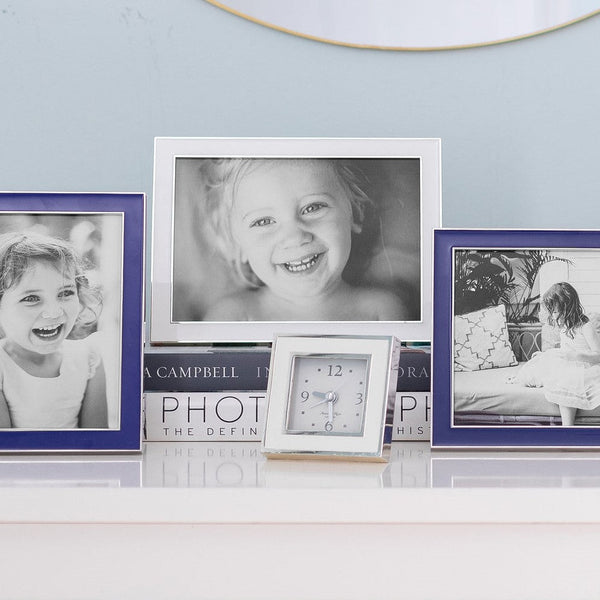 Load image into Gallery viewer, Addison Ross White & Silver Square Silent Alarm Clock