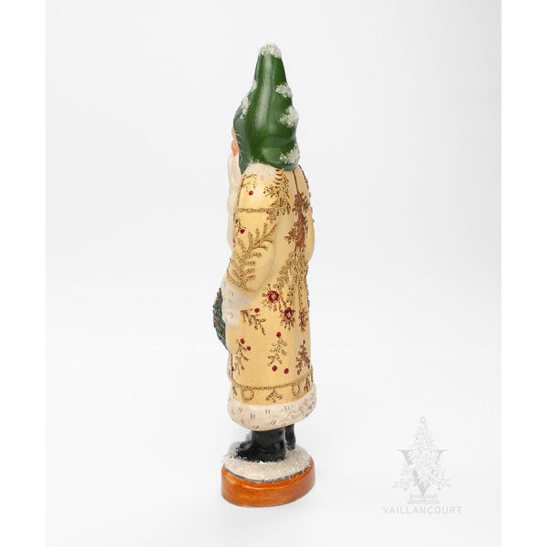 Load image into Gallery viewer, Vaillancourt Folk Art - Pale Yellow Kissing Ball Santa - Chalkware Figurine