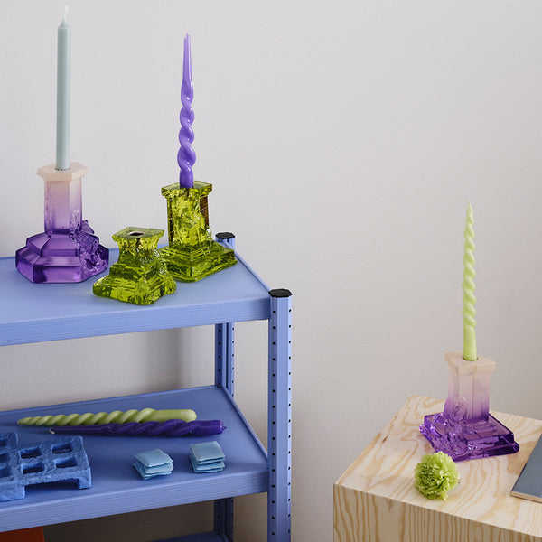 Load image into Gallery viewer, Kosta Boda Rocky Baroque Candlestick Kryptonite Medium