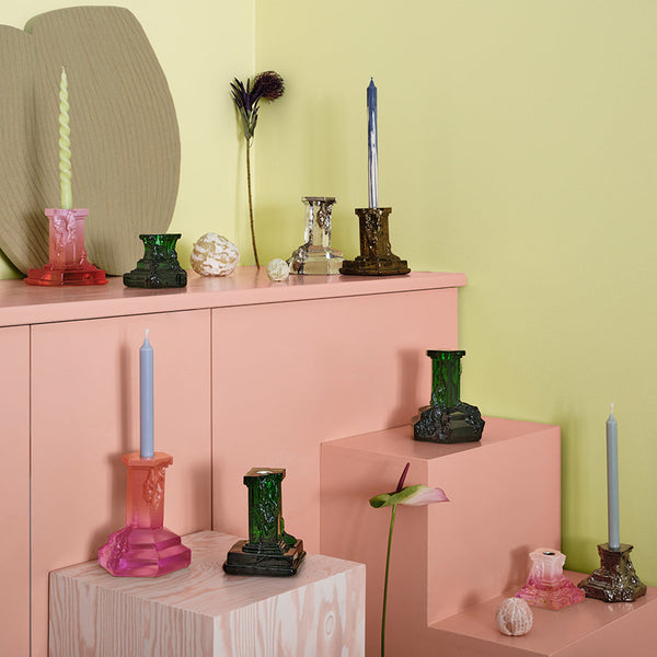 Load image into Gallery viewer, Kosta Boda Rocky Baroque Candlestick Spicy Rose Medium