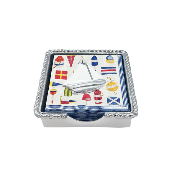 Load image into Gallery viewer, Mariposa Sailboat (1921W) Rope Napkin Box Set