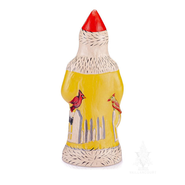 Load image into Gallery viewer, Vaillancourt Folk Art - Colonial Santa in Yellow with Wreath and Cardinals - Chalkware Figurine