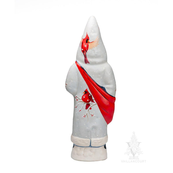 Load image into Gallery viewer, Vaillancourt Folk Art - Snowy Cardinal Birdhouse Santa - Chalkware Figurine