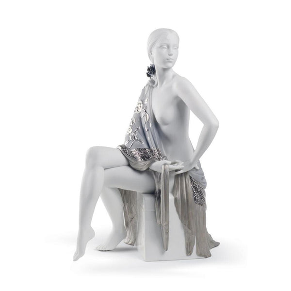 Load image into Gallery viewer, Lladro Nude with Shawl Woman Figurine - Silver Lustre