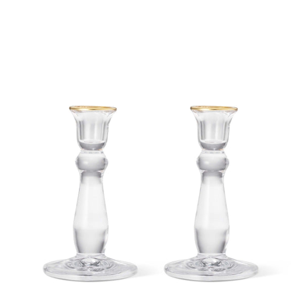 Load image into Gallery viewer, AERIN Sancia Tall Taper Candleholders, Gold Rim, Set of 2
