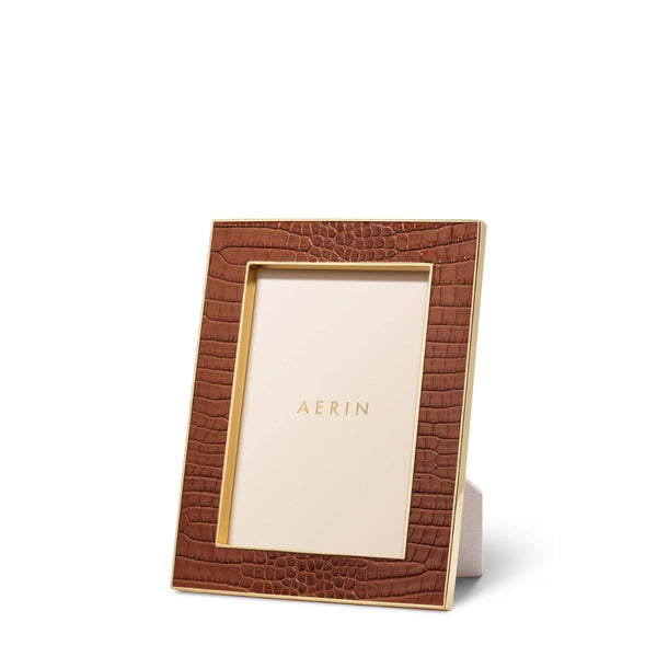 Load image into Gallery viewer, AERIN Classic Croc Leather Frame, Chestnut, 5x7