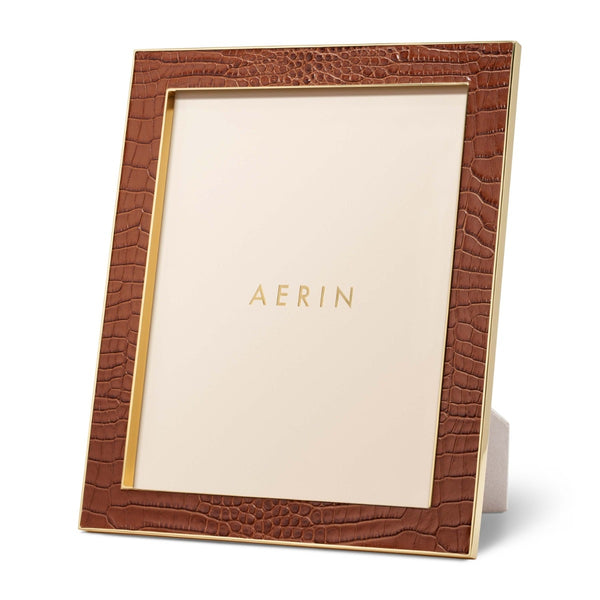 Load image into Gallery viewer, AERIN Classic Croc Leather Frame, Chestnut, 8x10