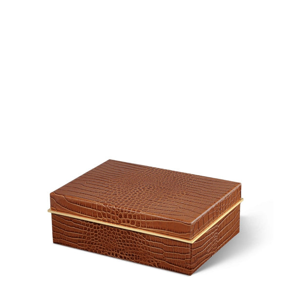 Load image into Gallery viewer, AERIN Classic Croc Leather Small Box, Chestnut
