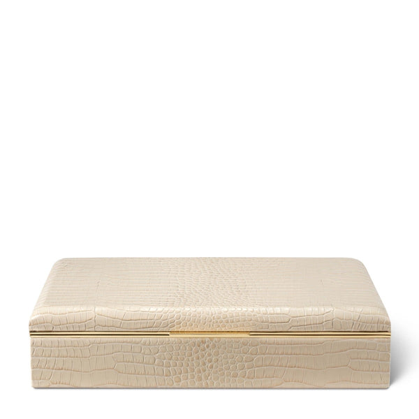 Load image into Gallery viewer, AERIN Classic Croc Leather Desk Box, Fawn