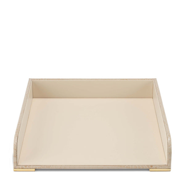Load image into Gallery viewer, AERIN Classic Croc Leather Paper Tray, Fawn