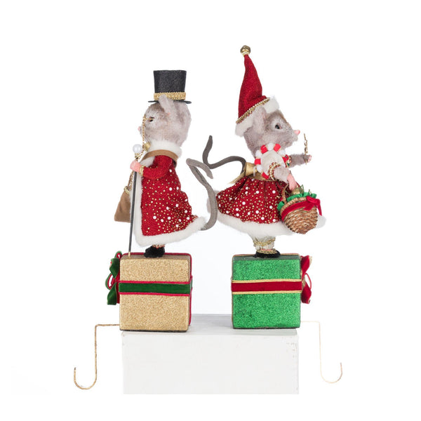 Load image into Gallery viewer, Katherine's Collection Christmas Ball Mouse Stocking Holder Assortment of 2