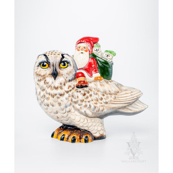Load image into Gallery viewer, Vaillancourt Folk Art - Santa on Snowy Owl - Chalkware Figurine