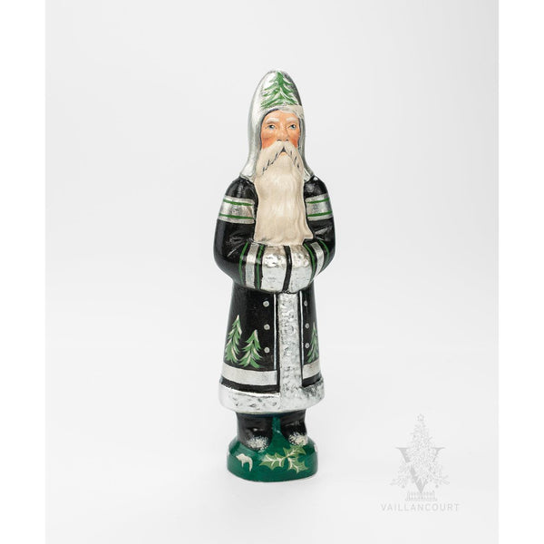 Load image into Gallery viewer, Vaillancourt Folk Art - Black and Silver Tree Santa - Chalkware Figurine
