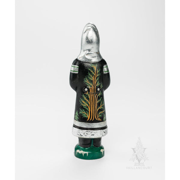 Load image into Gallery viewer, Vaillancourt Folk Art - Black and Silver Tree Santa - Chalkware Figurine