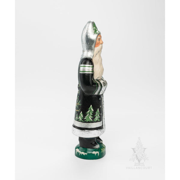 Load image into Gallery viewer, Vaillancourt Folk Art - Black and Silver Tree Santa - Chalkware Figurine