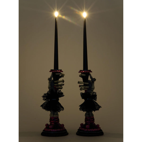Load image into Gallery viewer, Katherine's Collection Skeleton Hand Candle Sticks Set of 2