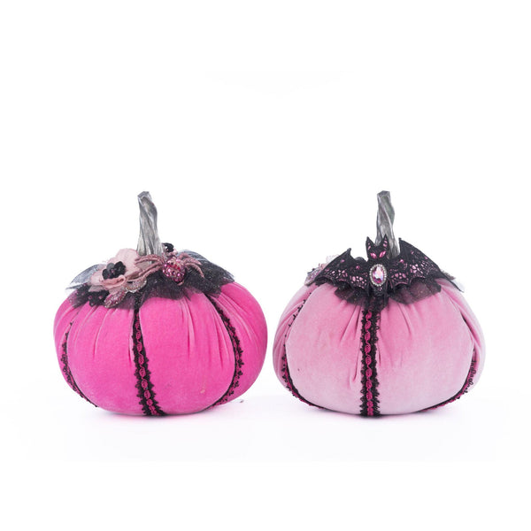 Load image into Gallery viewer, Katherine's Collection Pink Passion Stuffed Pumpkins Set of 2