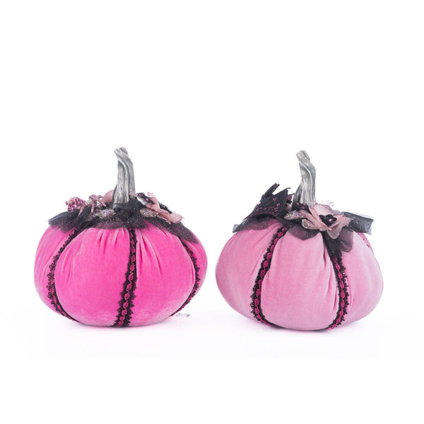 Load image into Gallery viewer, Katherine's Collection Pink Passion Stuffed Pumpkins Set of 2
