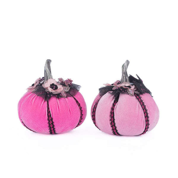 Load image into Gallery viewer, Katherine's Collection Pink Passion Stuffed Pumpkins Set of 2