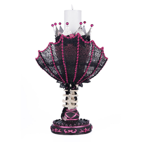 Load image into Gallery viewer, Katherine's Collection Pink Passion Skull Pillar Candle Holder