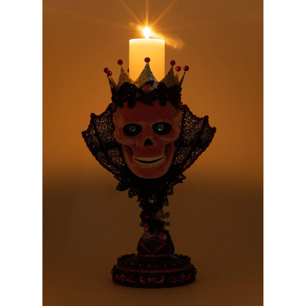 Load image into Gallery viewer, Katherine's Collection Pink Passion Skull Pillar Candle Holder