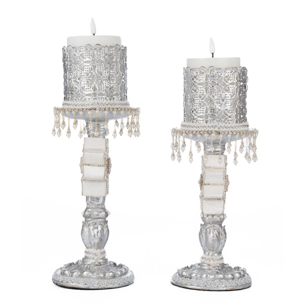 Load image into Gallery viewer, Katherine's Collection Bells of Brilliance Silver Candle Sticks Set of 2