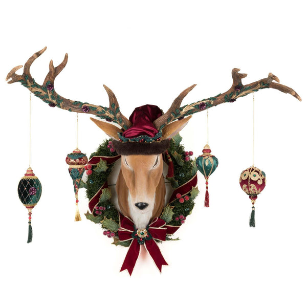 Load image into Gallery viewer, Katherine's Collection Winter Balsam and Berry Deer Wall Piece with Ornaments