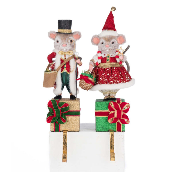 Load image into Gallery viewer, Katherine's Collection Christmas Ball Mouse Stocking Holder Assortment of 2