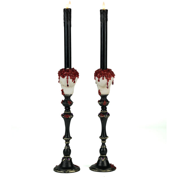 Load image into Gallery viewer, Katherine's Collection Skull Candlesticks Set of 2