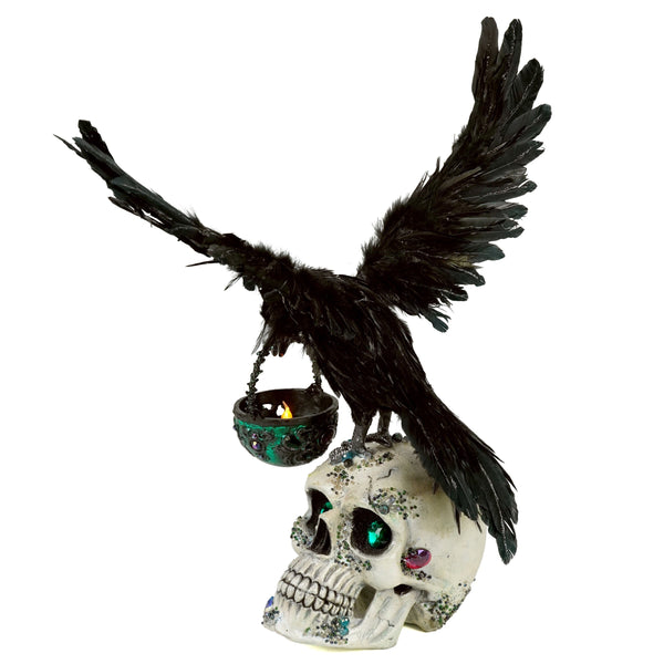 Load image into Gallery viewer, Katherine's Collection Watchful Crow with Tea Light Lantern