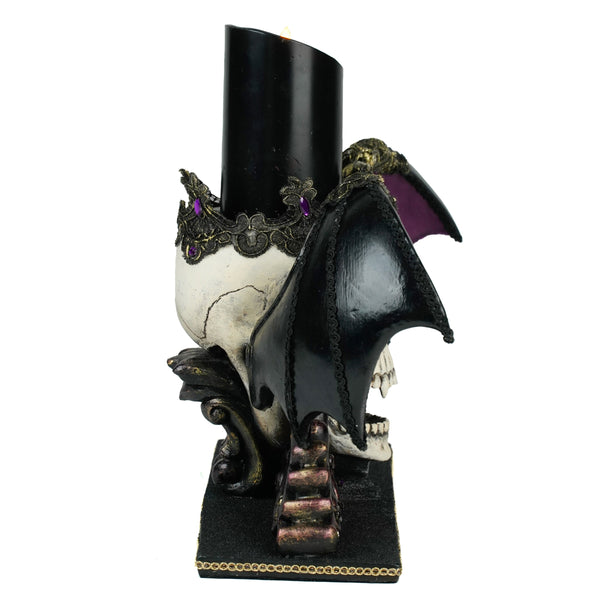 Load image into Gallery viewer, Katherine's Collection Winged Skull Pillar Candle Holder