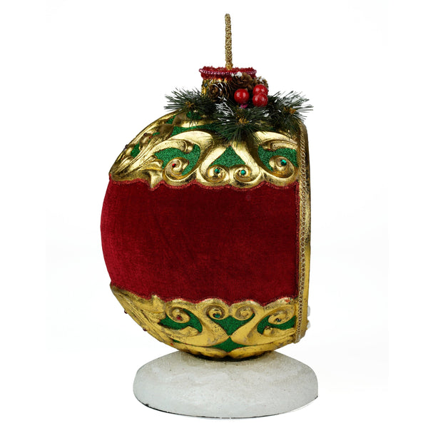 Load image into Gallery viewer, Katherine's Collection Santa with Snowman in Ornament Tbltp