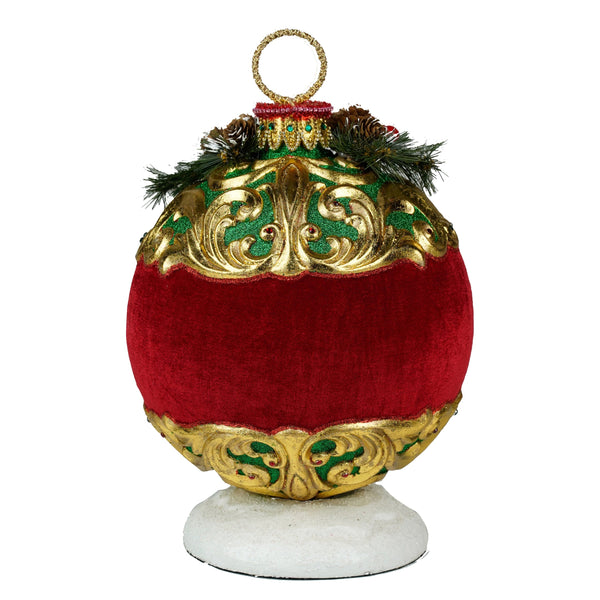Load image into Gallery viewer, Katherine's Collection Santa with Snowman in Ornament Tbltp
