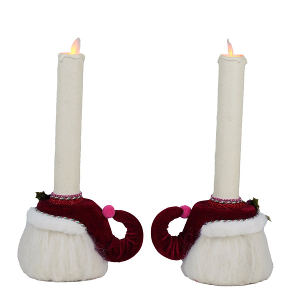 Load image into Gallery viewer, Katherine's Collection Merry Santa Head Candle Holders Set of 2