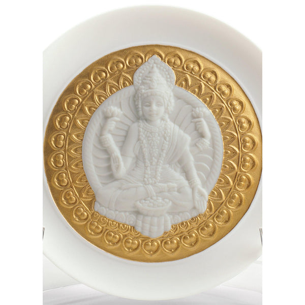 Load image into Gallery viewer, Lladro Goddes Lakshmi and Lord Ganesha Decorative Plates Set - Golden Lustre