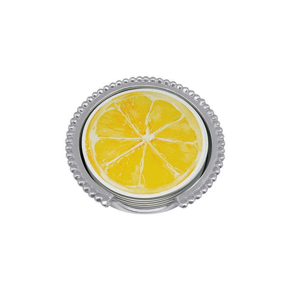 Load image into Gallery viewer, Mariposa Lemon and Lime Beaded Coaster Set