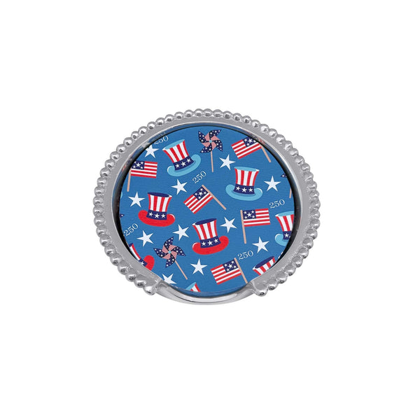 Load image into Gallery viewer, Mariposa Uncle Sam Hat 250 Celebration Beaded Coaster Set