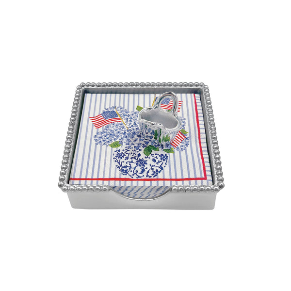 Load image into Gallery viewer, Mariposa Flags and Hydrangeas Tote (5802) Beaded Napkin Box Set