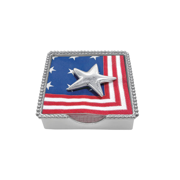 Load image into Gallery viewer, Mariposa Stars and Stripes Star (1902) Beaded Napkin Box Set